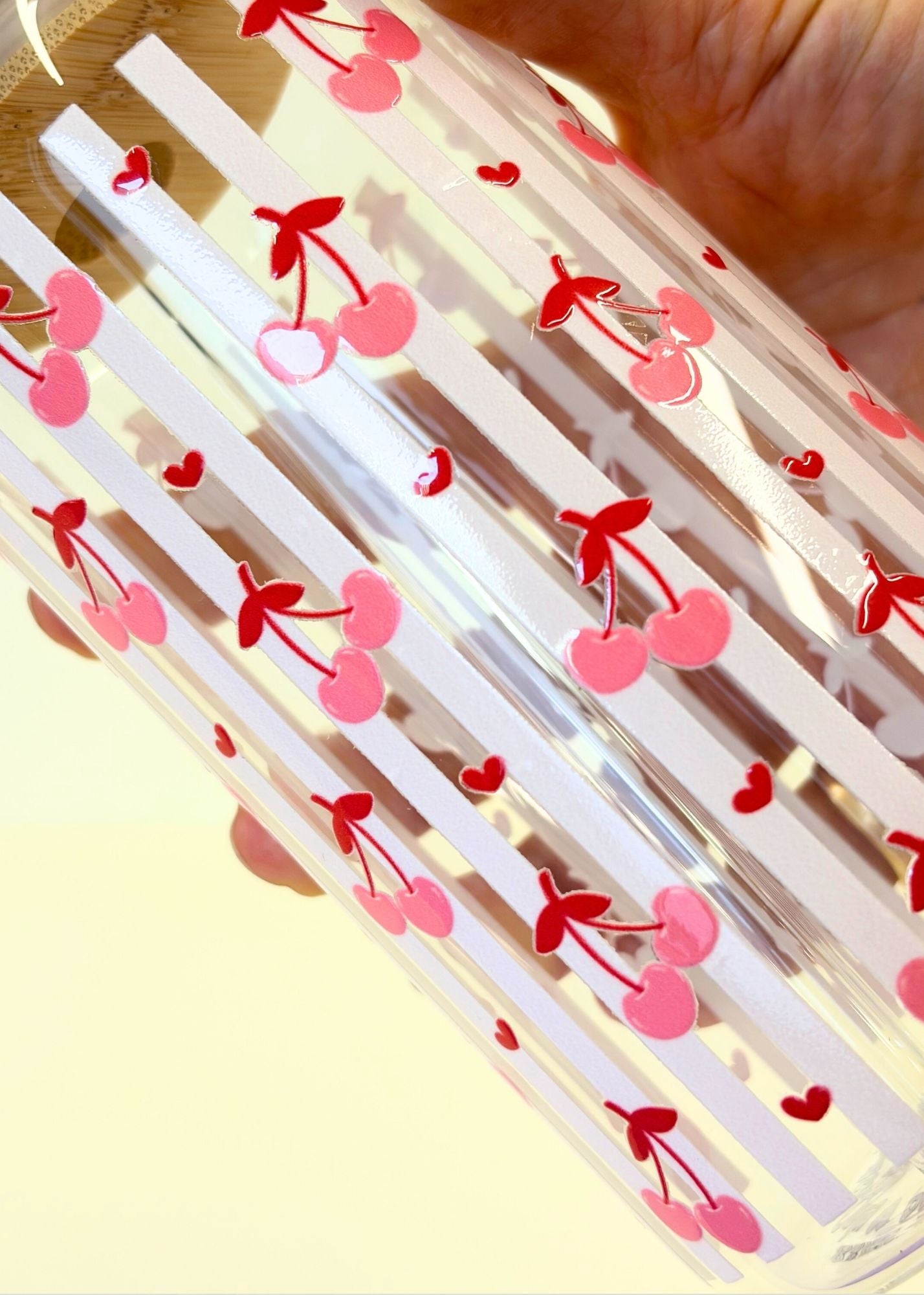 Cherry Stripe Iced Coffee Cup