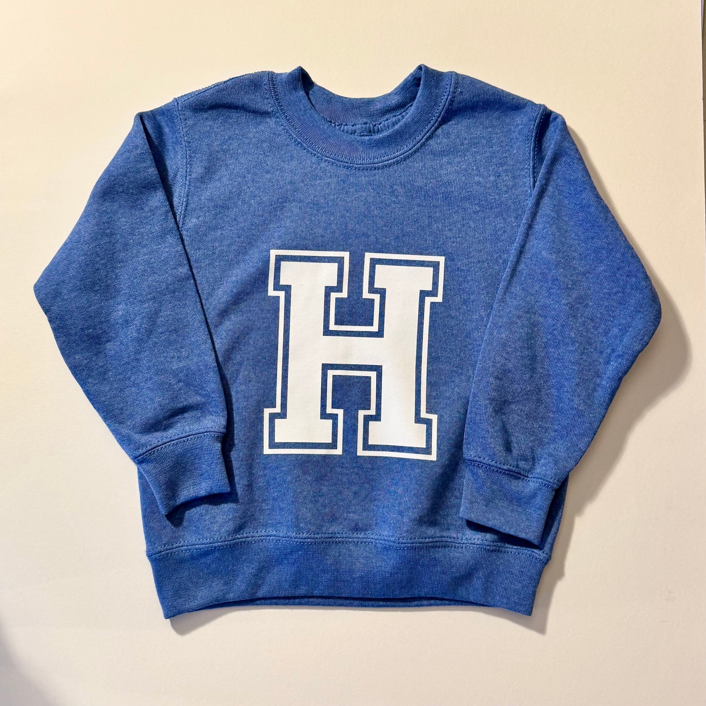 SALE Kids Personalised Varsity White Initial Sweatshirt - 3-4 years