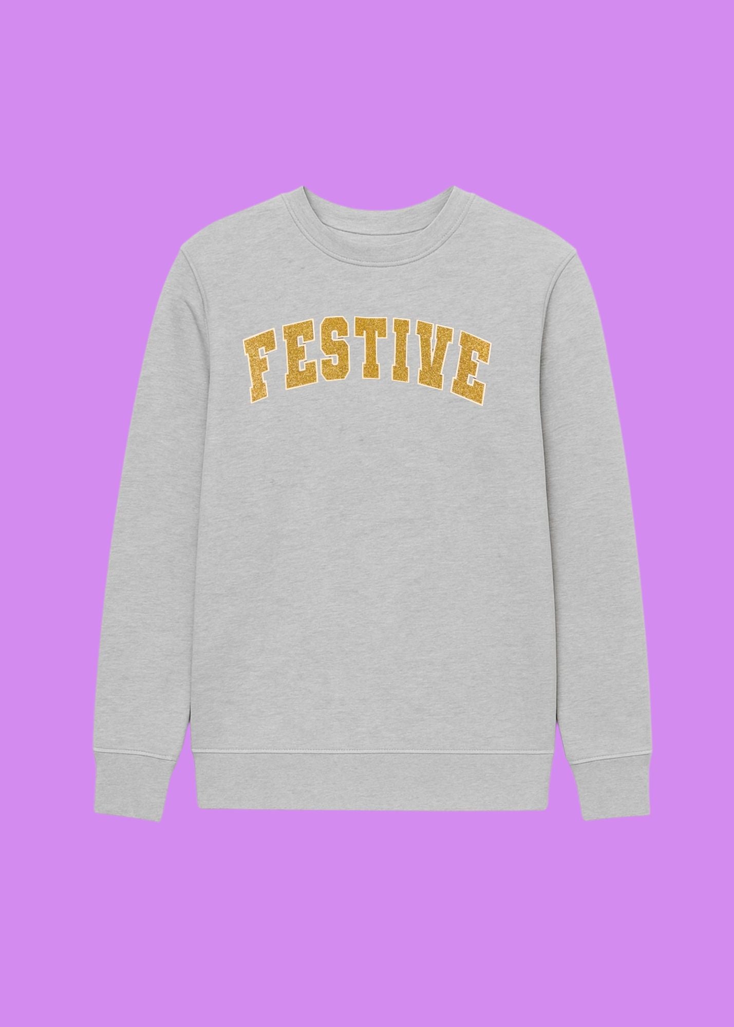 Adult Glitter Festive Varsity Sweatshirt
