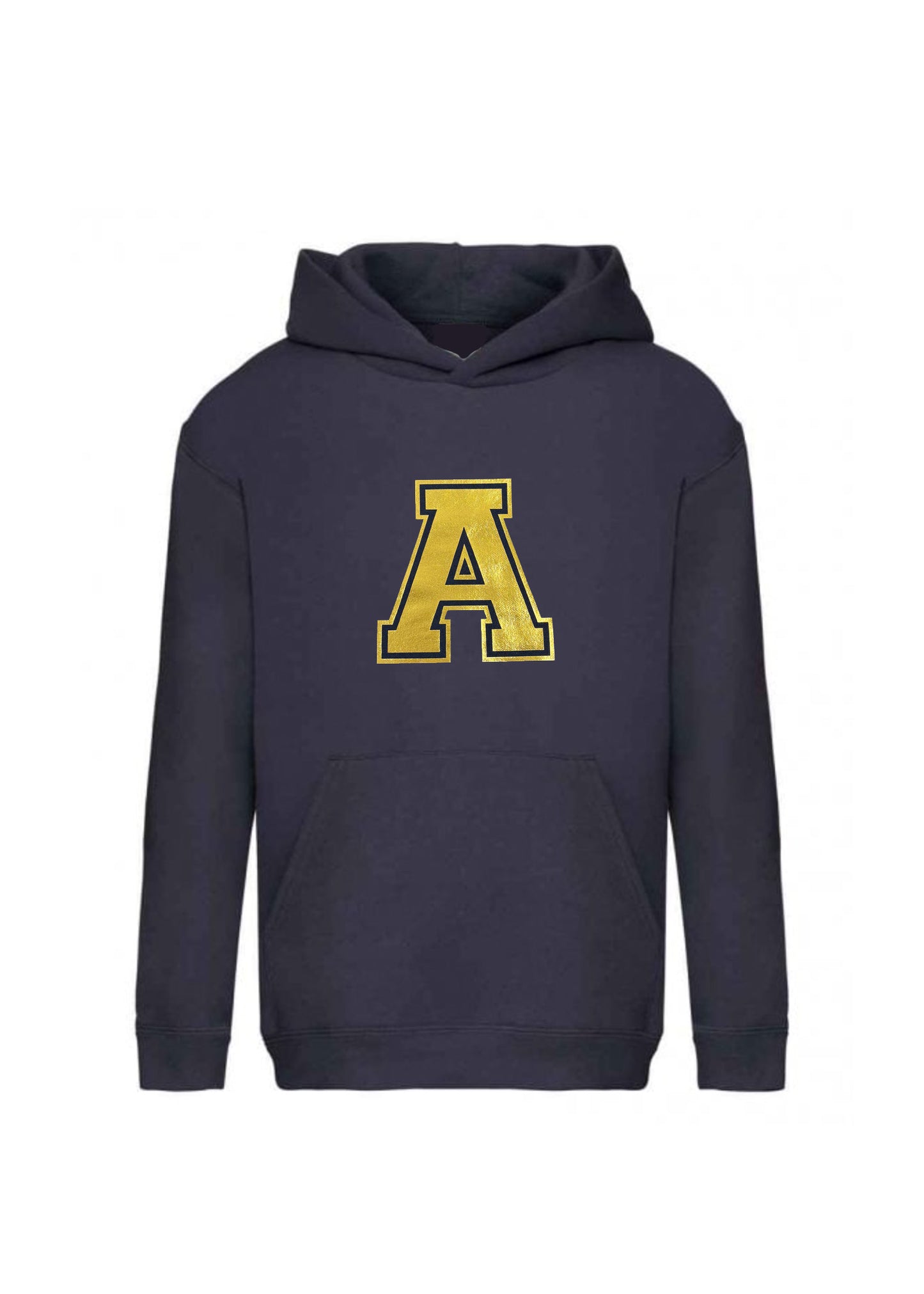 Kids Personalised Gold Varsity Initial Hoodie