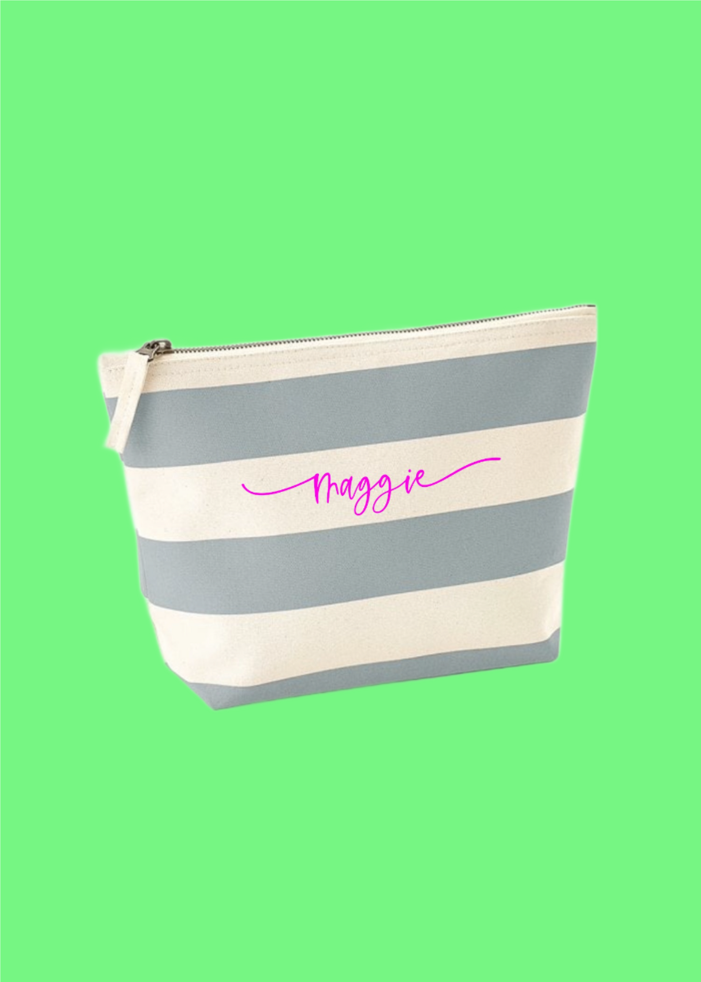 Personalised Name Striped Wash Bag