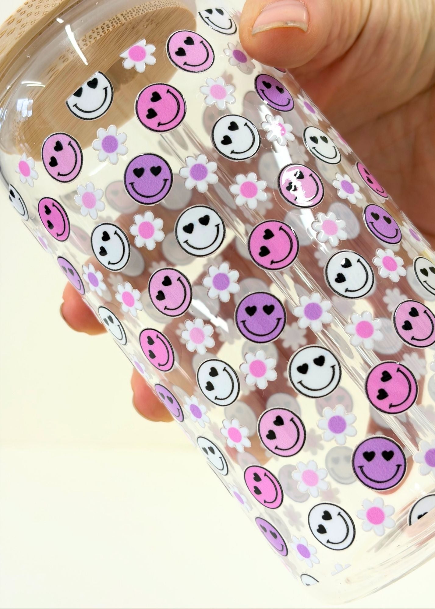 Pink Smiley Iced Coffee Cup