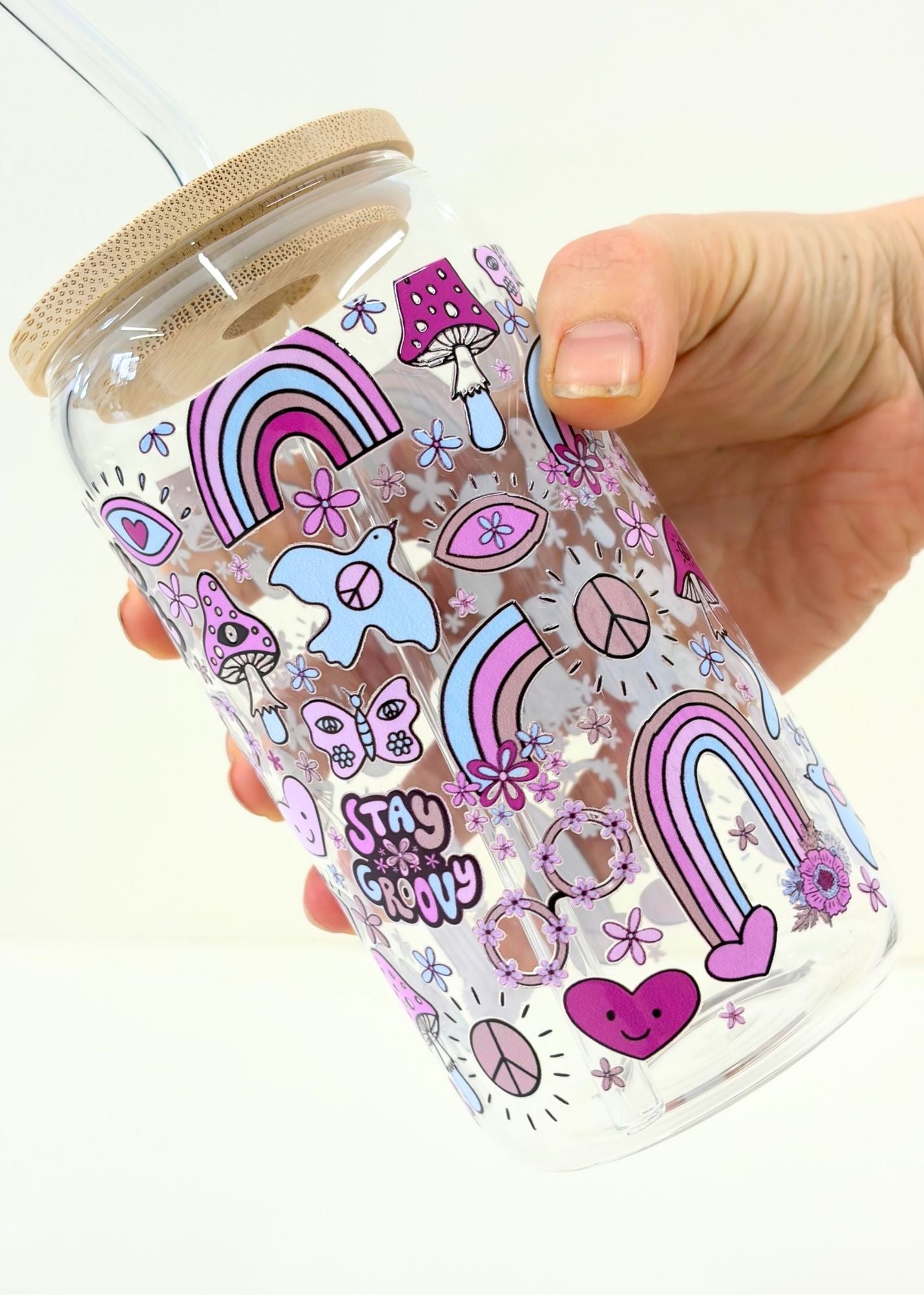 Peace + Love Retro Iced Coffee Cup