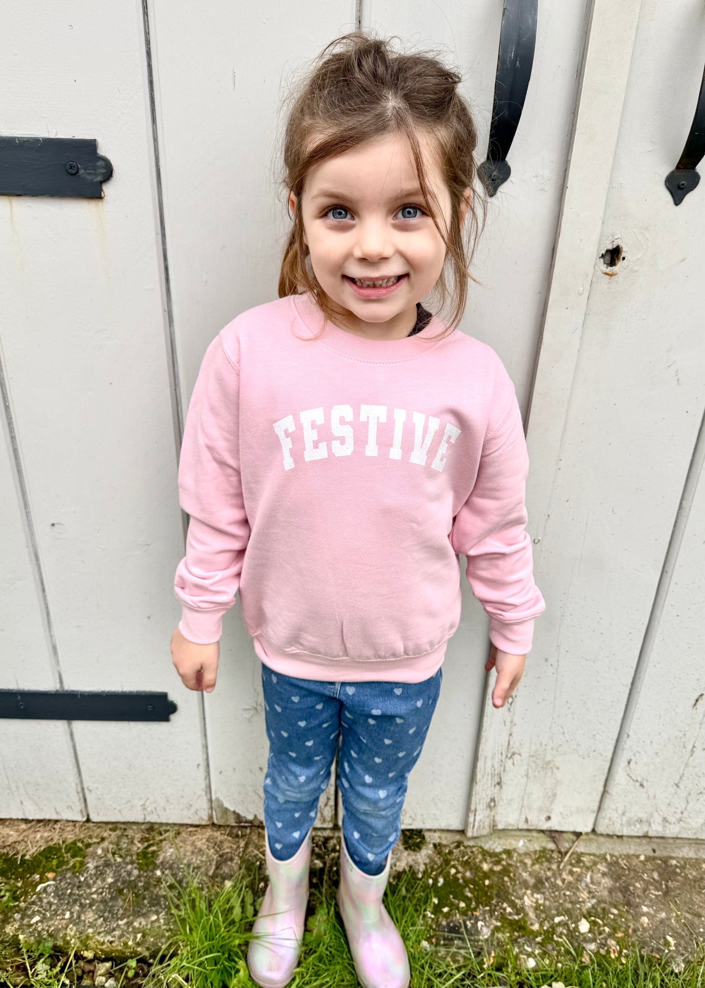 Kids Glitter Festive Varsity Sweatshirt