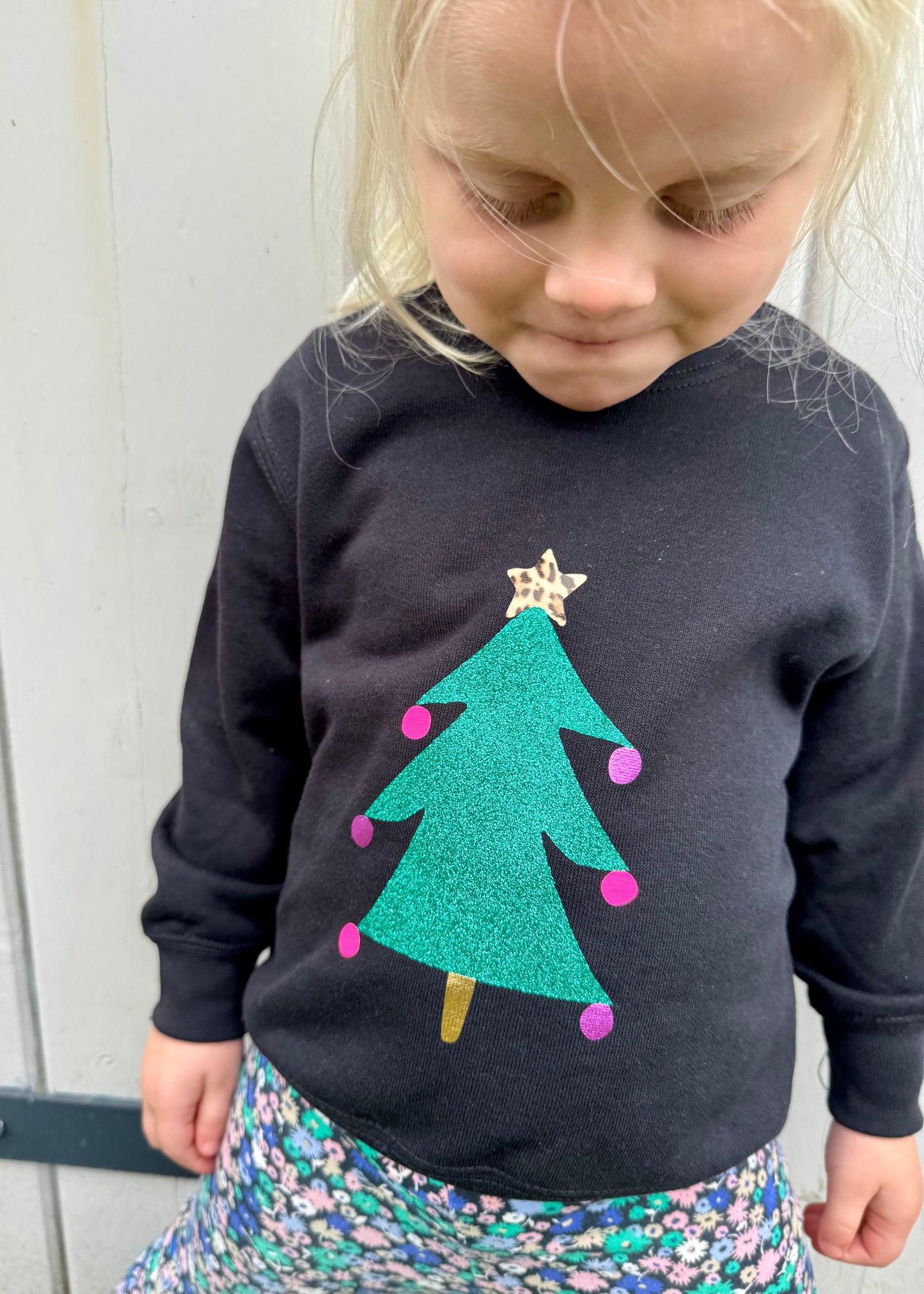 Kids Glitter Christmas Tree Sweatshirt