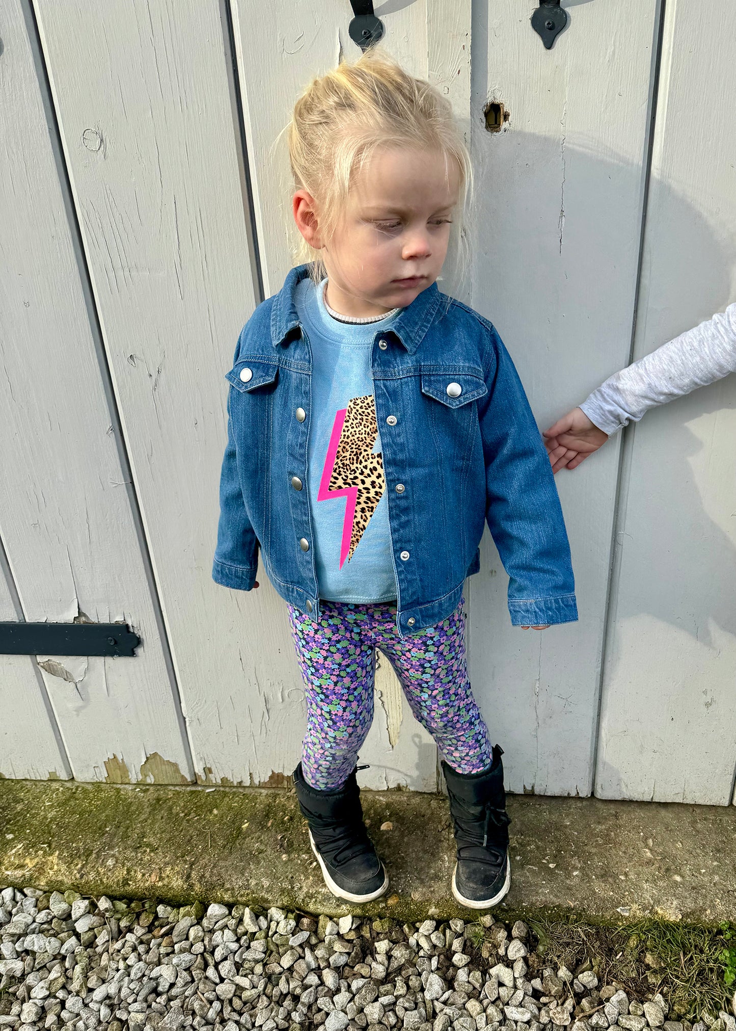 Baby / Kids Personalised Neon Leopard Print Denim Jacket