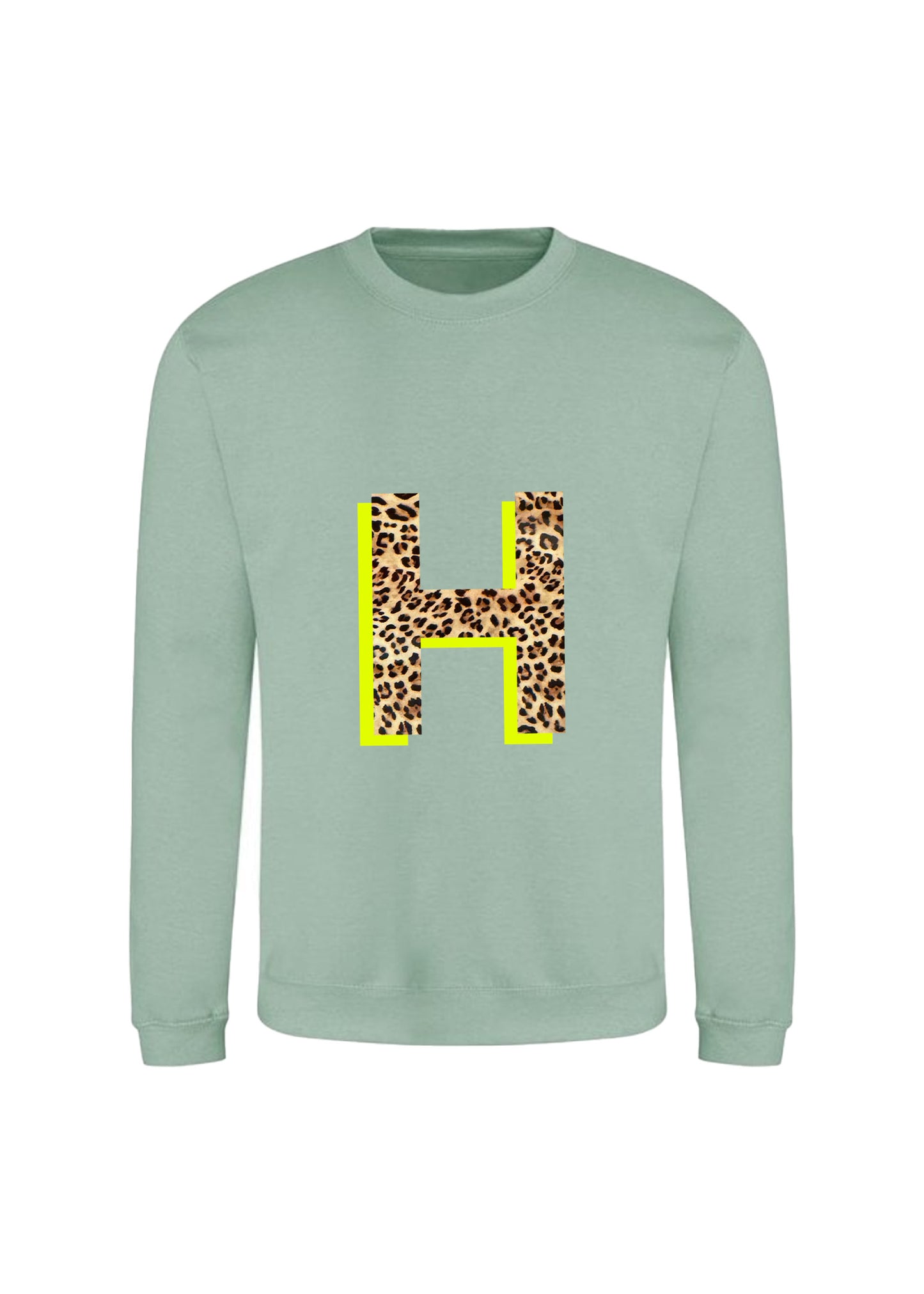 Kids Personalised Neon Leopard Print Initial Sweatshirt