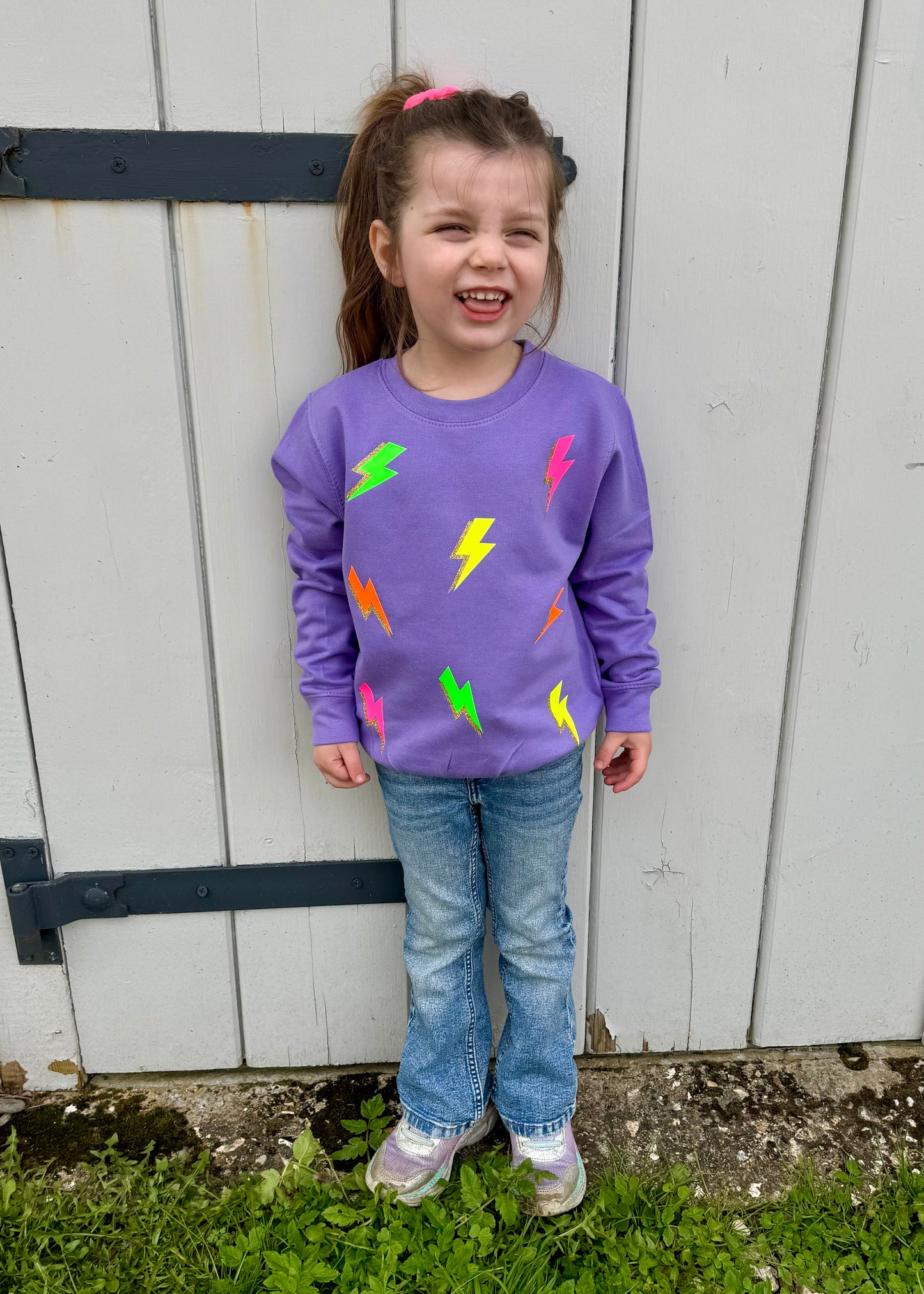 Kids Neon Lightening Bolt Sweatshirt