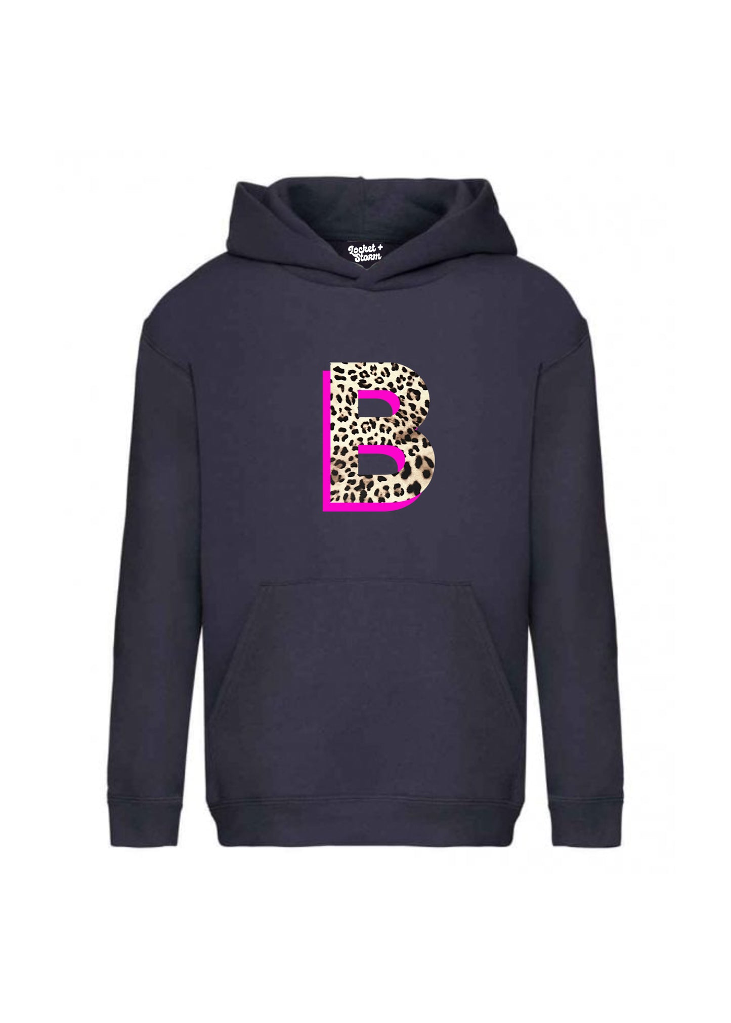 Kids Personalised Neon Leopard Print Initial Hoodie