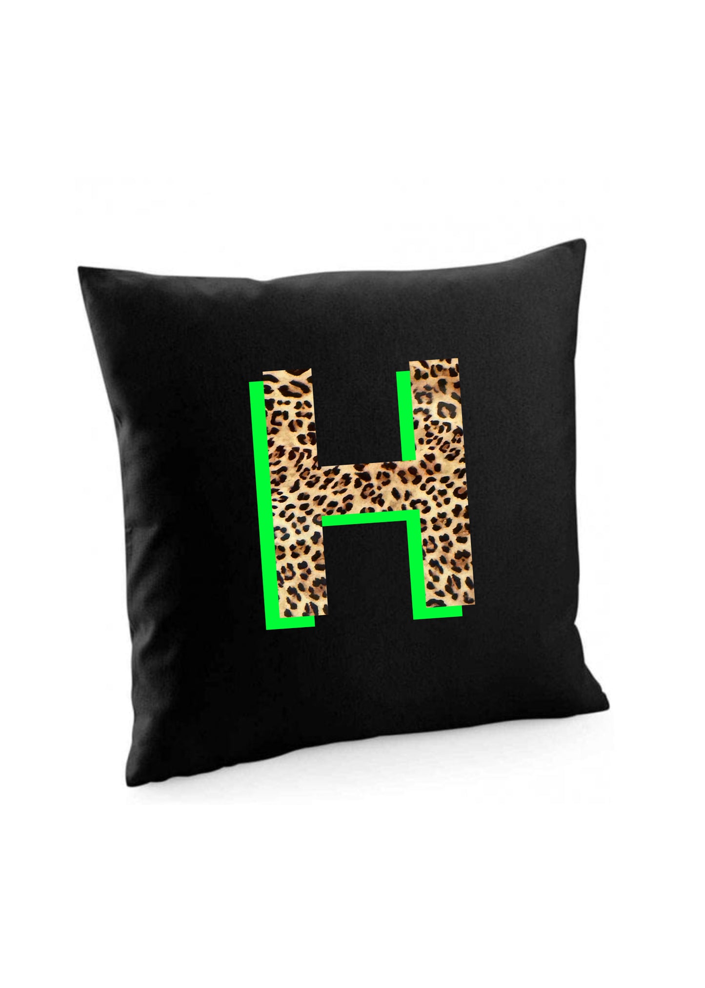 Personalised Neon Leopard Print Initial Cushion