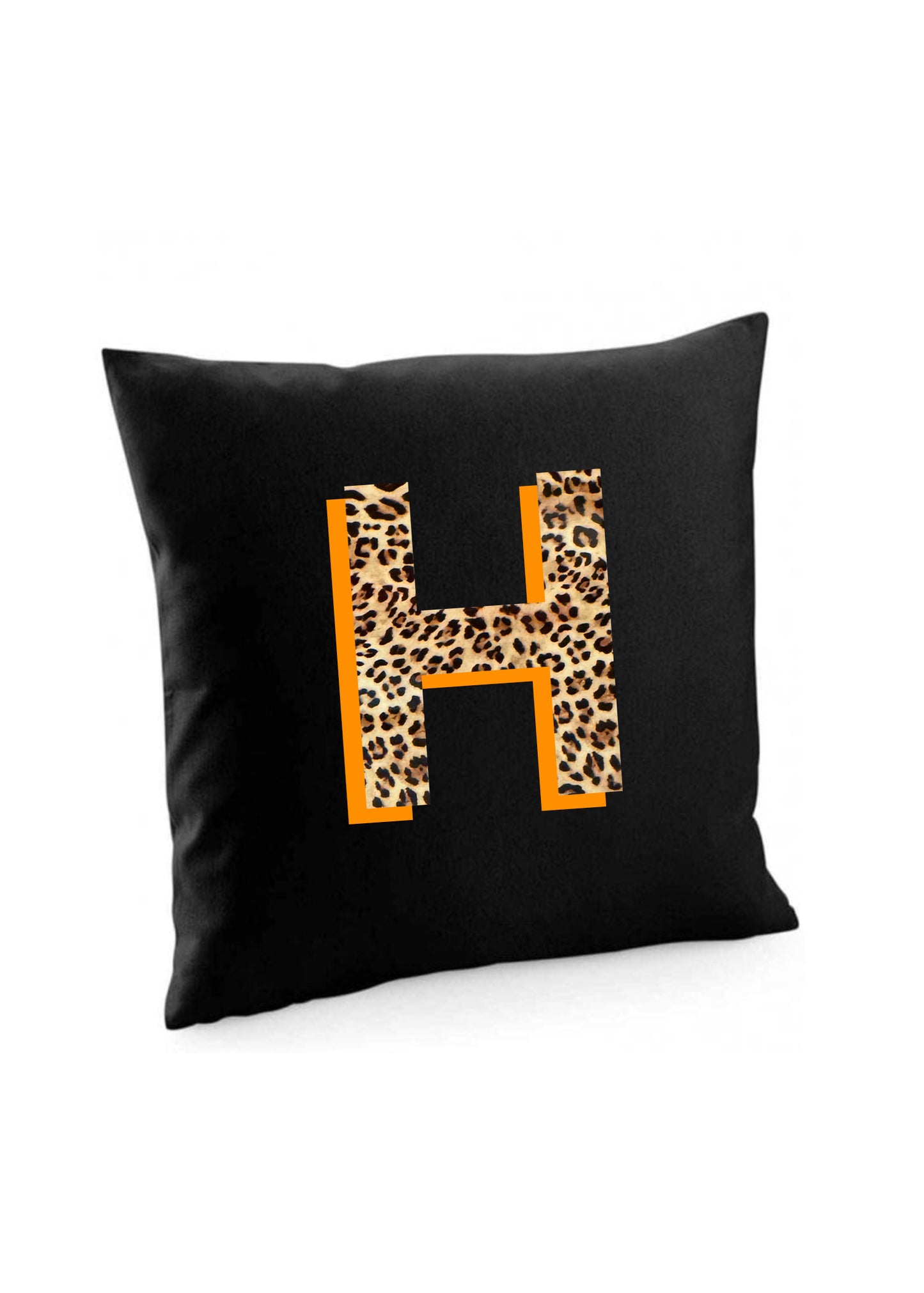 Personalised Neon Leopard Print Initial Cushion