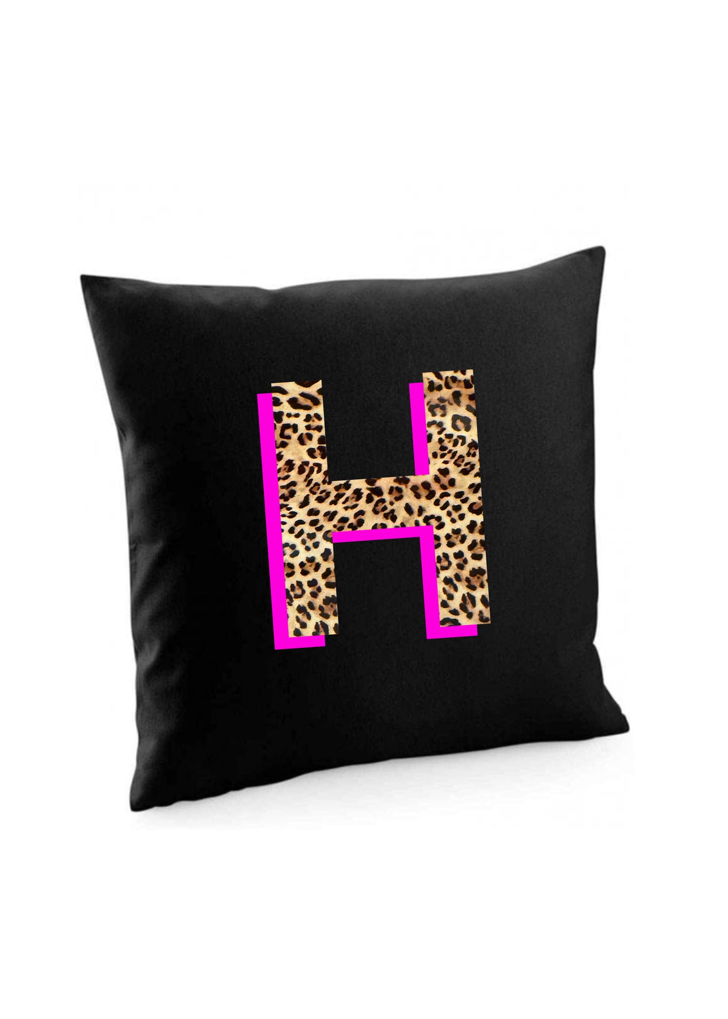 Personalised Neon Leopard Print Initial Cushion