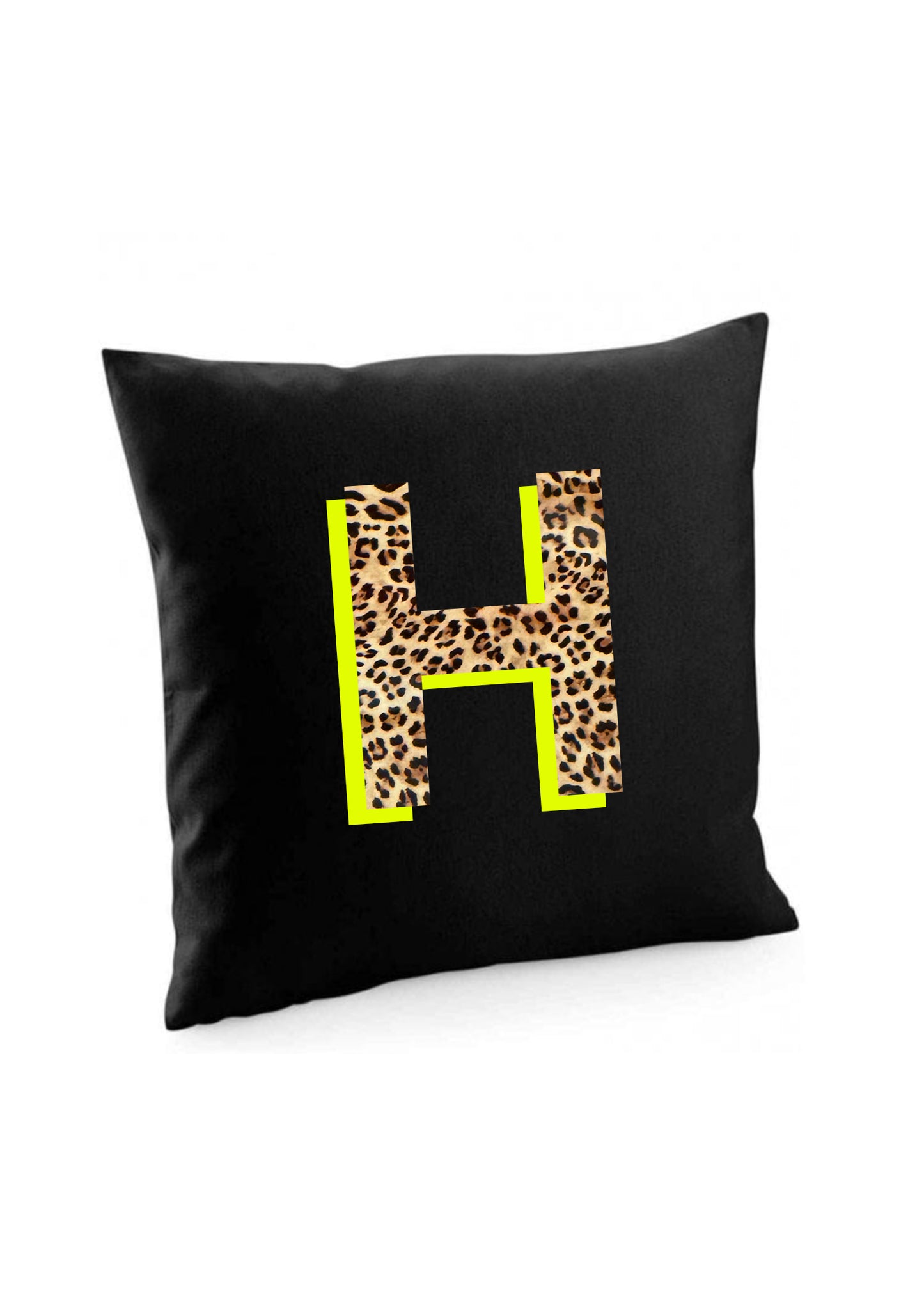 Personalised Neon Leopard Print Initial Cushion