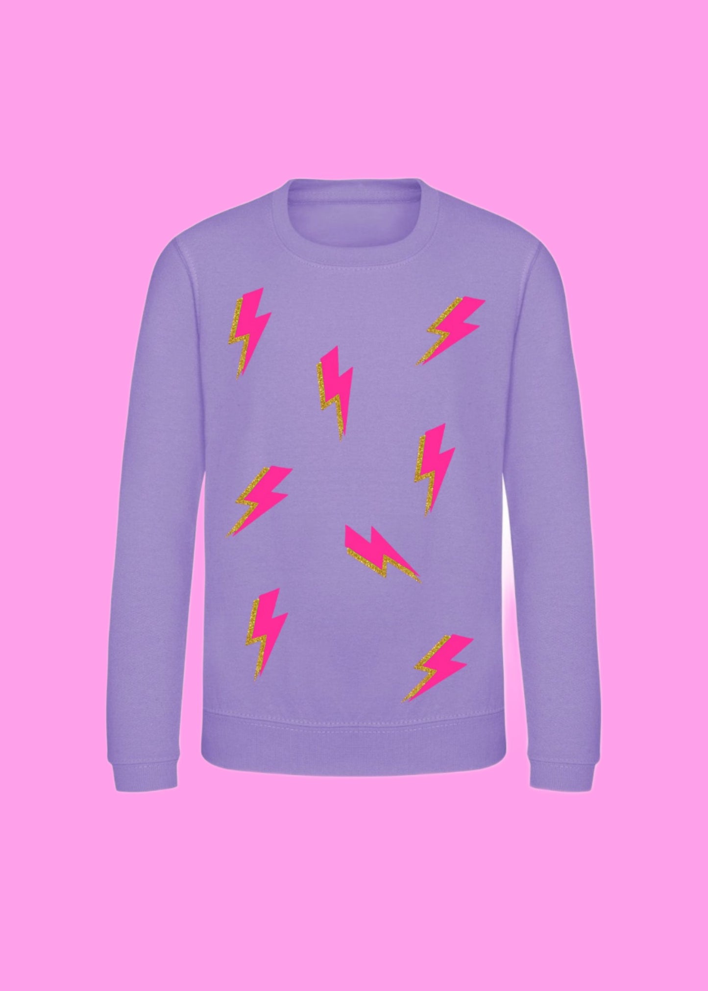 Kids Neon Pink Lightening Bolt Sweatshirt