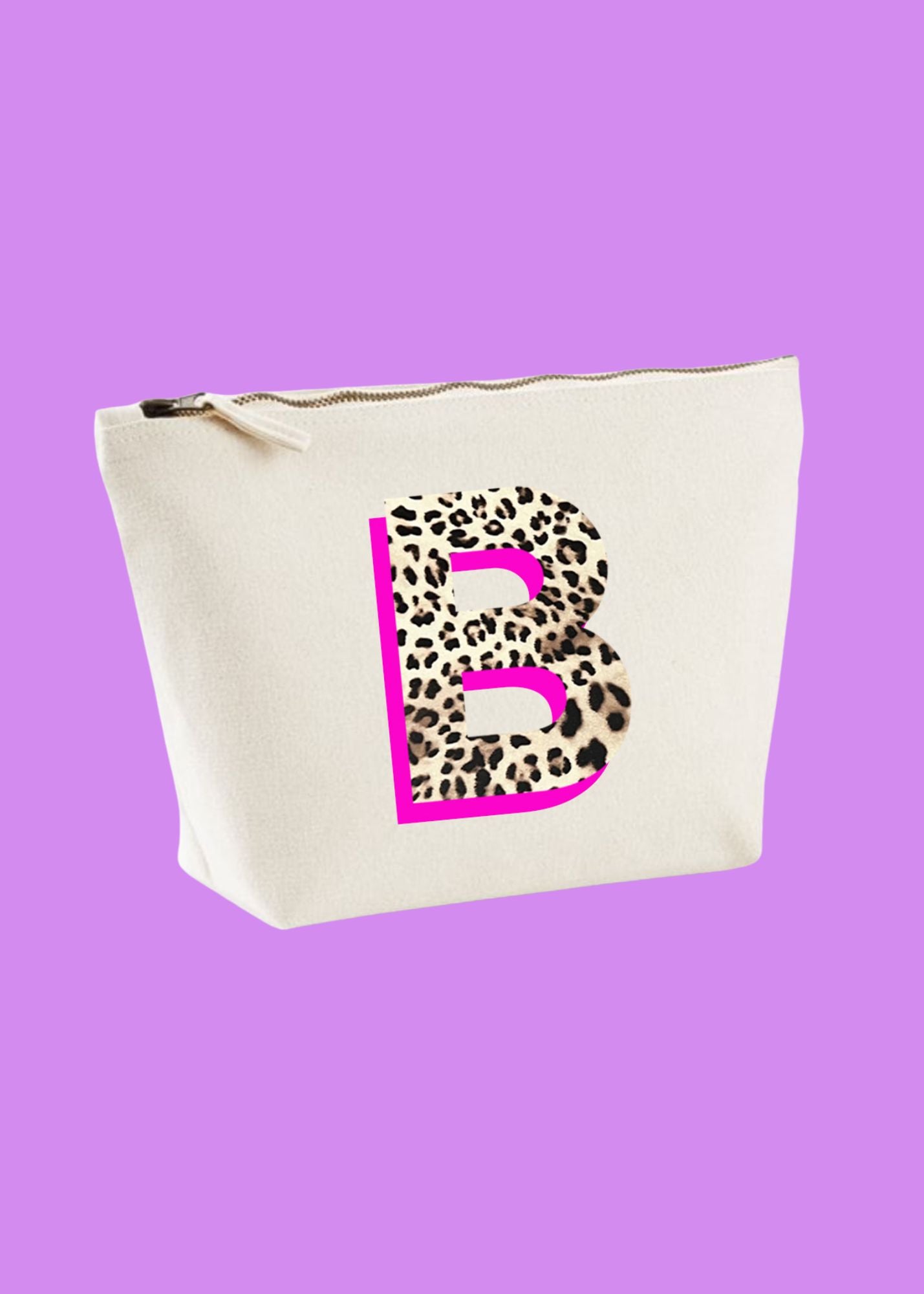 Personalised Neon Leopard Print Initial Wash Bag