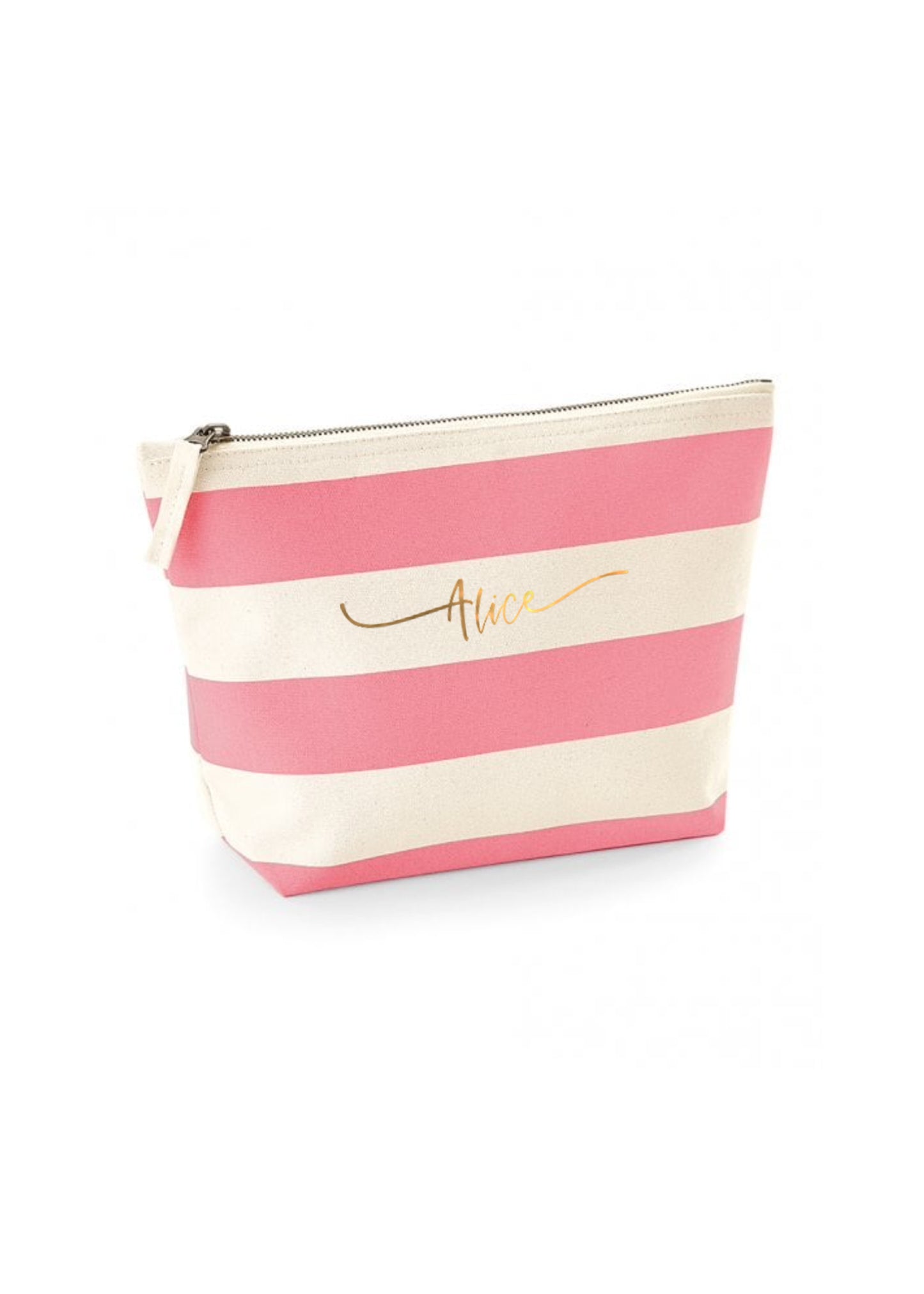 Personalised Name Striped Wash Bag