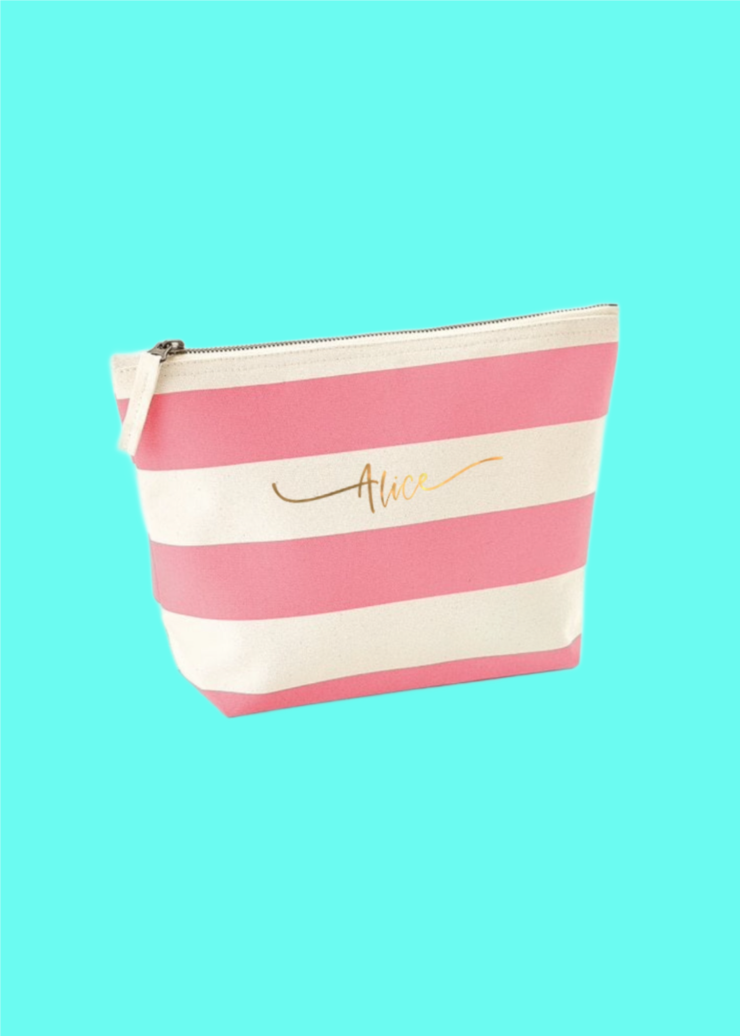 Personalised Name Striped Wash Bag