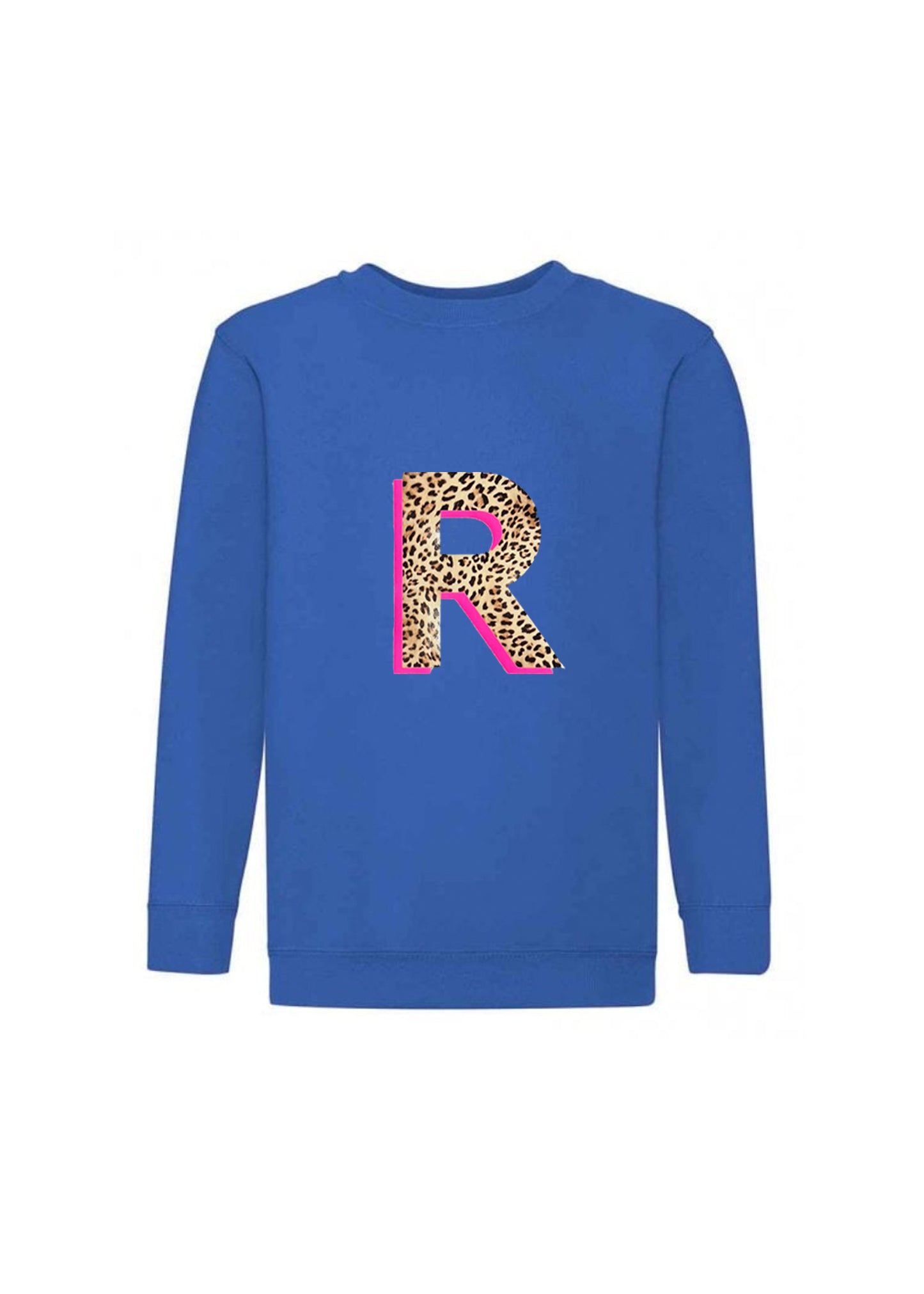 Kids Personalised Neon Leopard Print Initial Sweatshirt