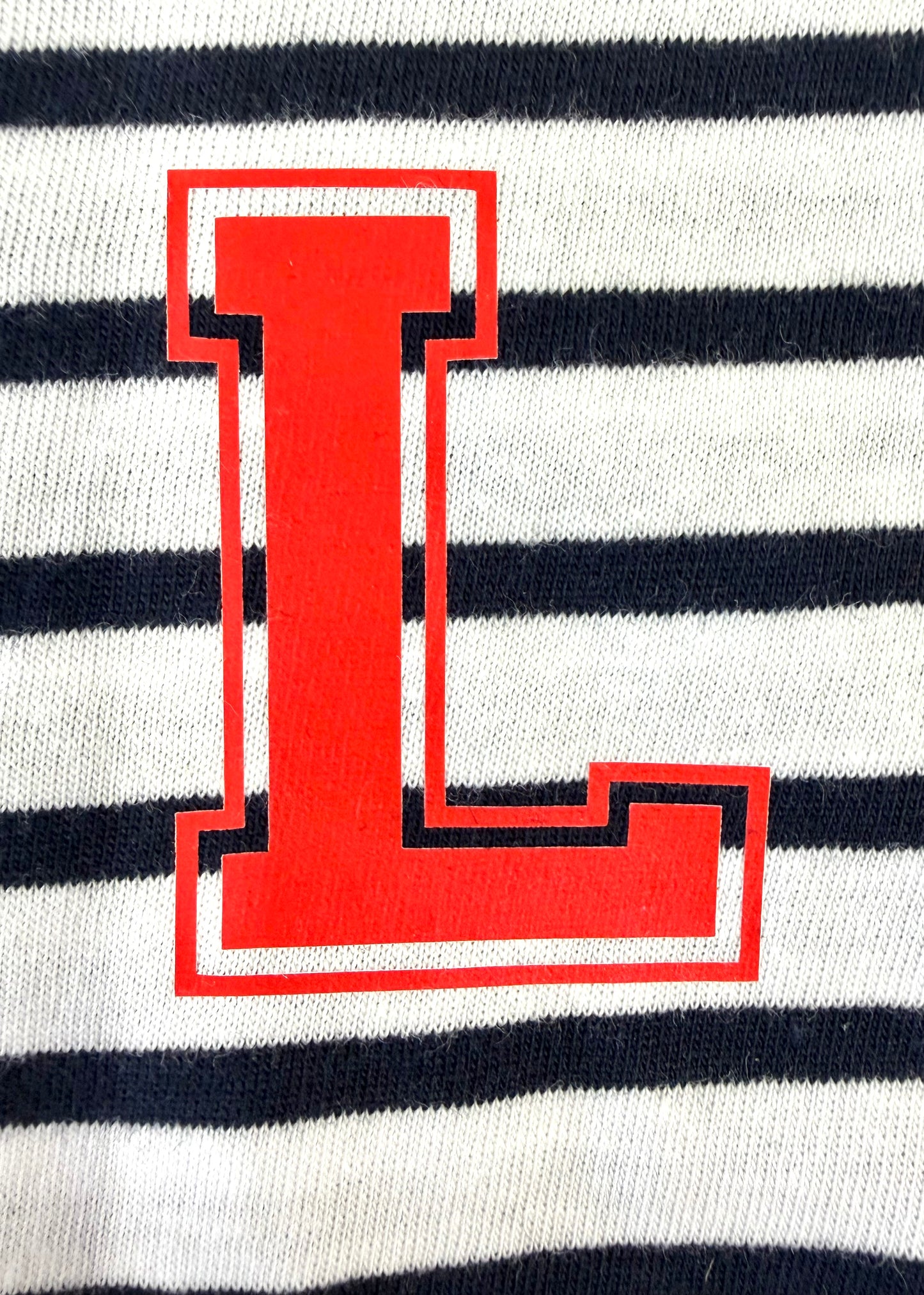 Baby / Kids Personalised Varsity Pocket Initial Striped T-Shirt