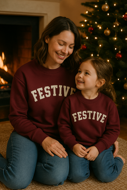 Adult Festive Varsity Sweatshirt