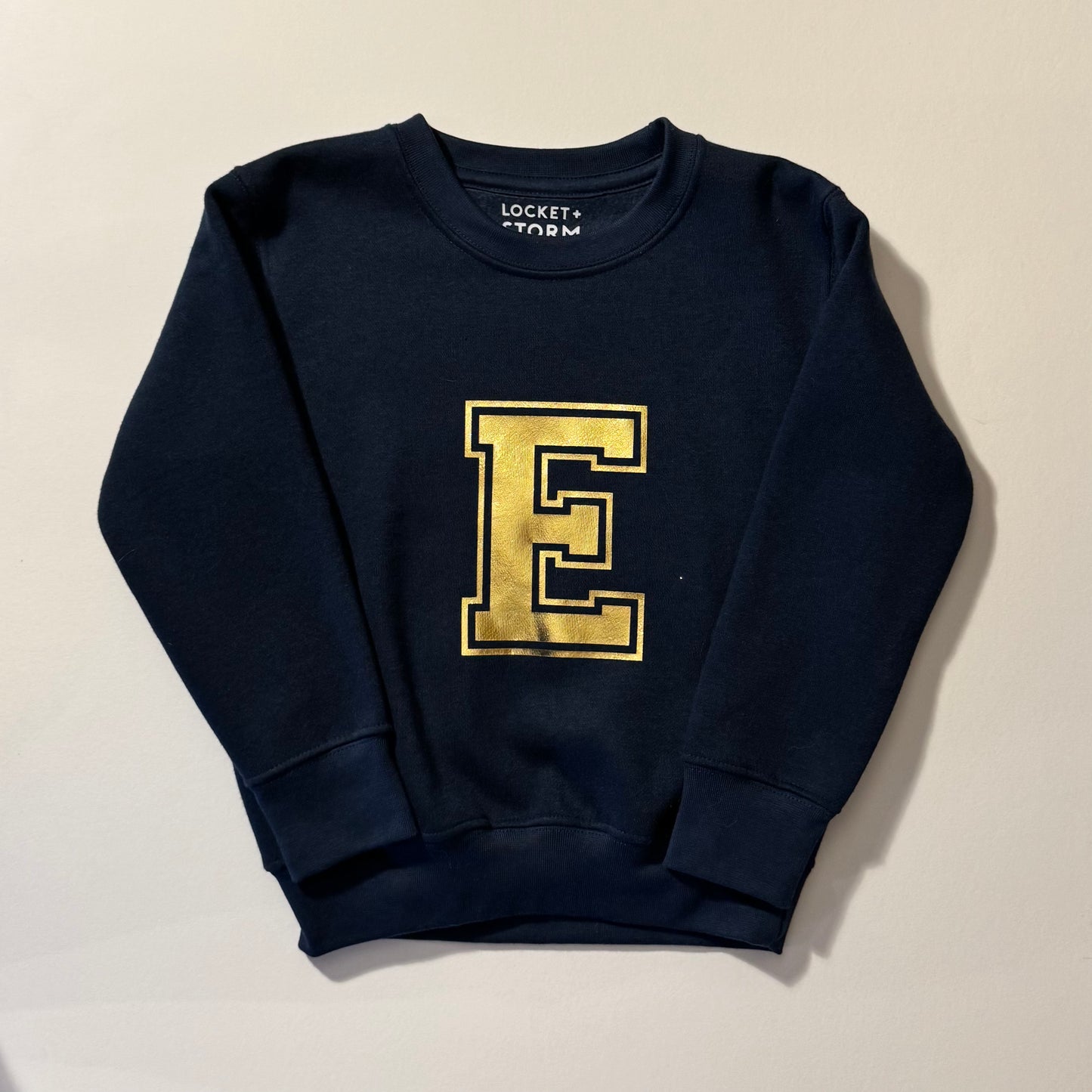 SALE Kids Personalised Varsity Gold Initial Sweatshirt - 2-3 years
