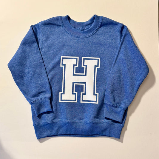 SALE Kids Personalised Varsity White Initial Sweatshirt - 3-4 years