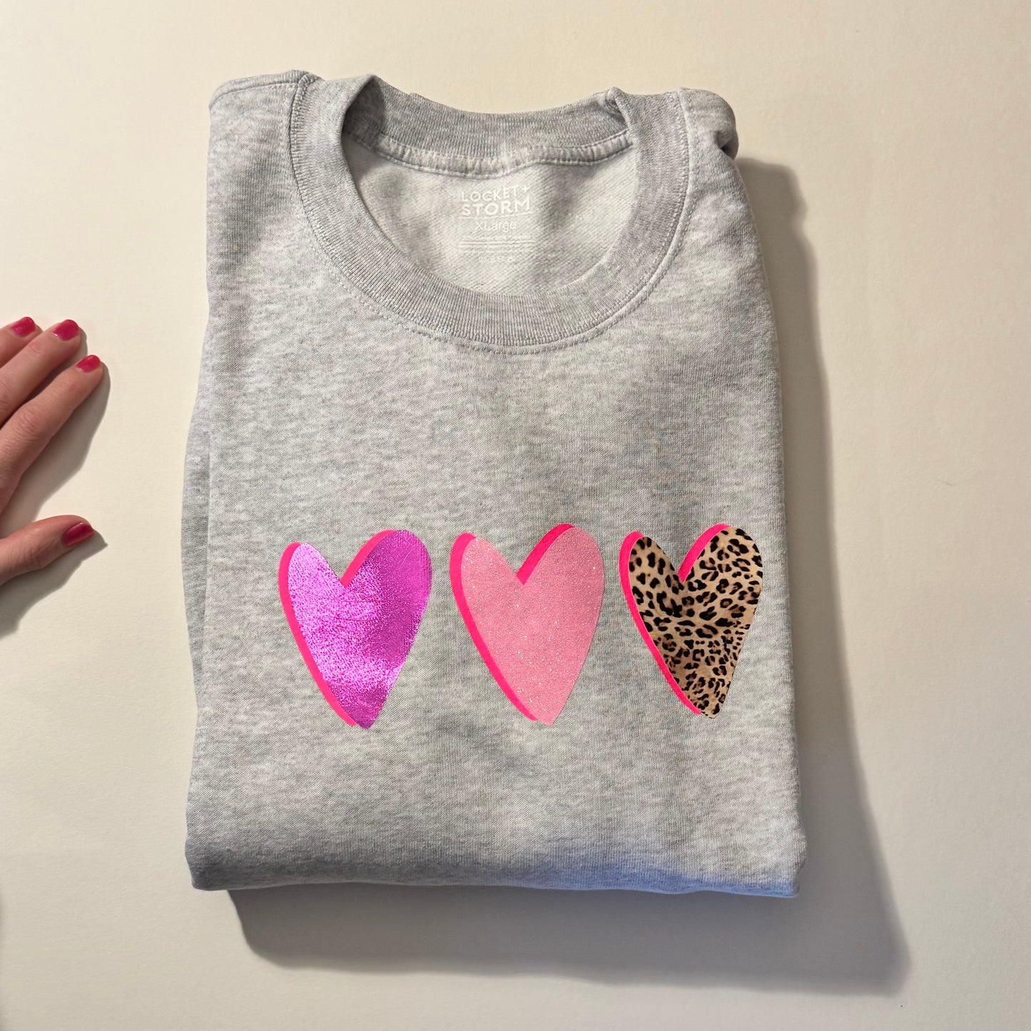 SALE Adult Three Hearts Sweatshirt - Extra Large