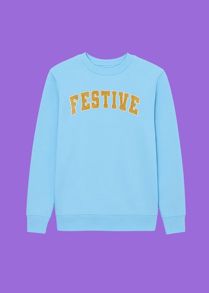 Adult Glitter Festive Varsity Sweatshirt