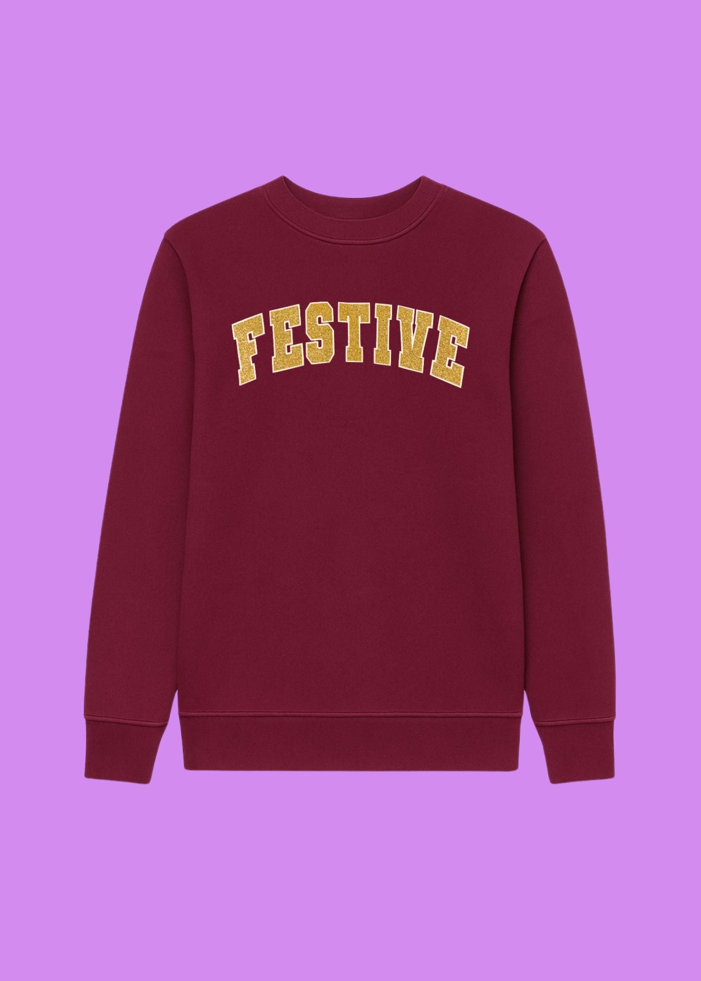 Adult Glitter Festive Varsity Sweatshirt