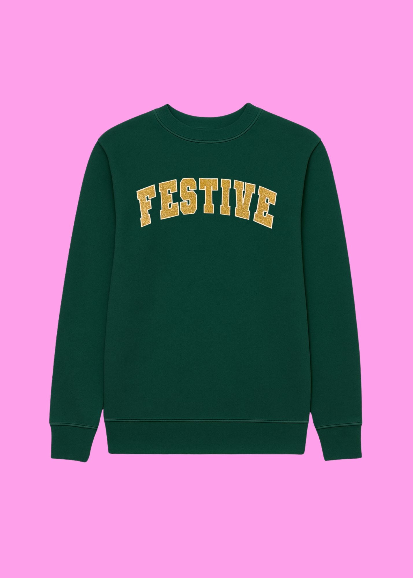 Adult Glitter Festive Varsity Sweatshirt