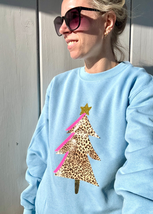 Adult Leopard Print Christmas Tree Sweatshirt