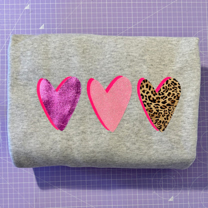 SALE Adult Three Hearts Sweatshirt - Extra Large