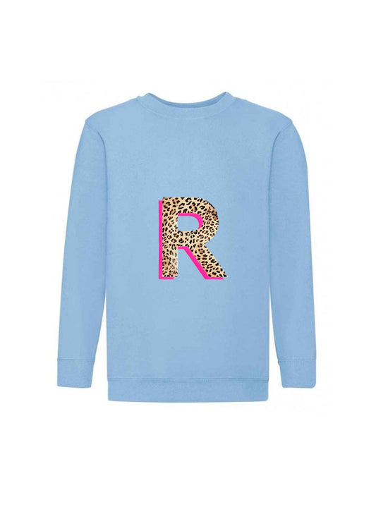 Adult Personalised Neon Leopard Print Initial Sweatshirt