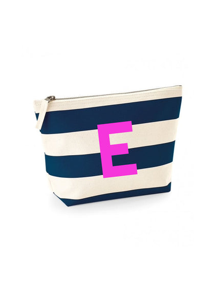 Personalised Single Initial Striped Wash Bag