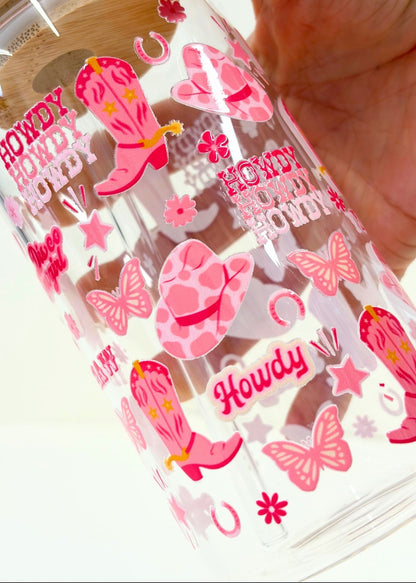 Pink Western Iced Coffee Cup