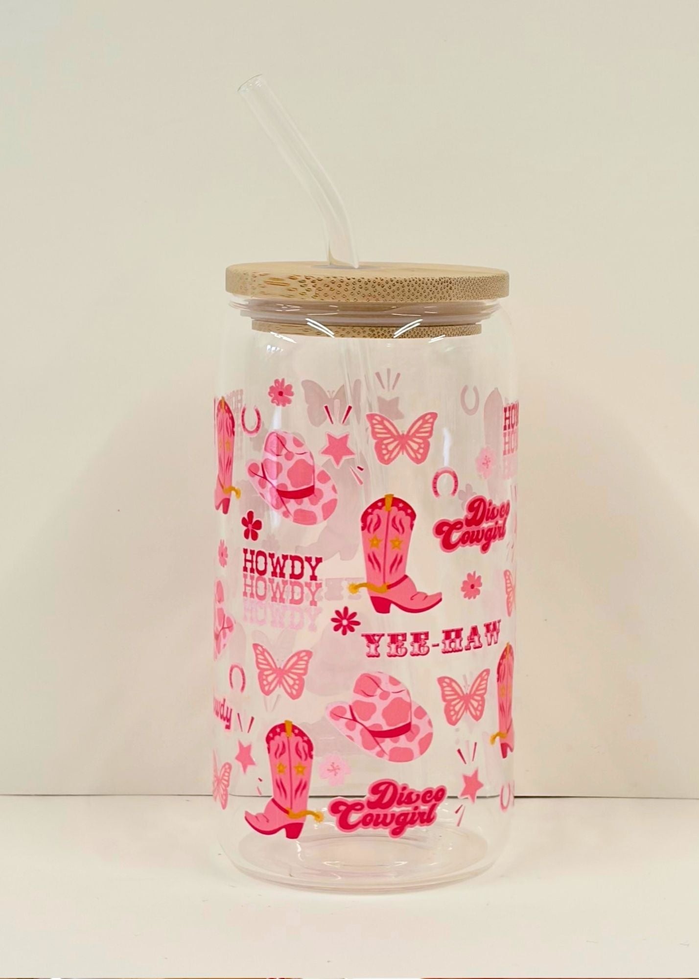 Pink Western Iced Coffee Cup