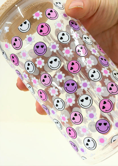 Pink Smiley Iced Coffee Cup