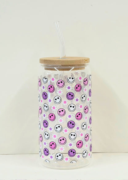 Pink Smiley Iced Coffee Cup