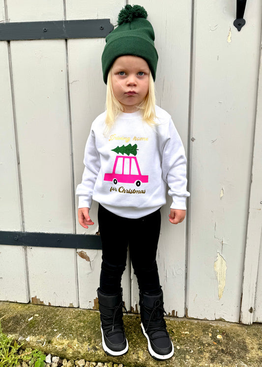 Kids Driving Home for Christmas Sweatshirt