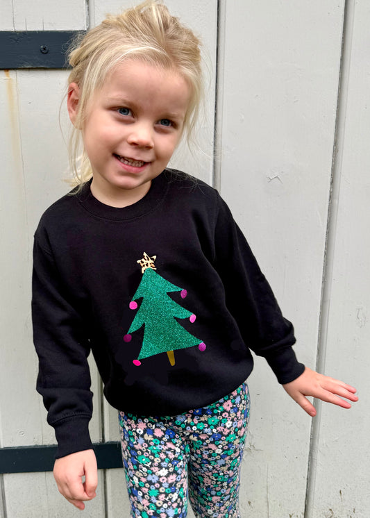 Kids Glitter Christmas Tree Sweatshirt