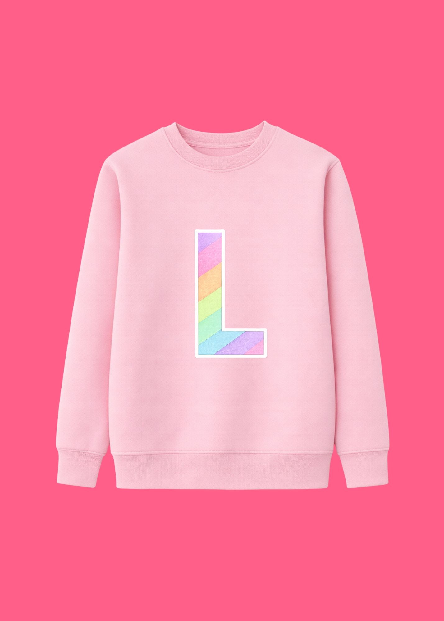 Kids Personalised Glitter Rainbow Initial Sweatshirt