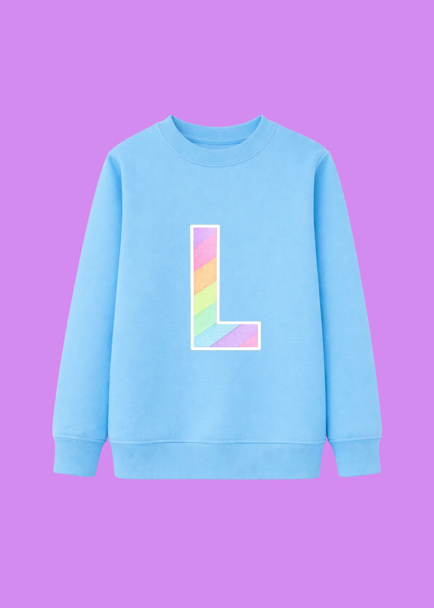 Kids Personalised Glitter Rainbow Initial Sweatshirt
