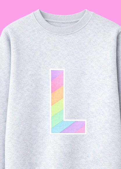 Kids Personalised Glitter Rainbow Initial Sweatshirt