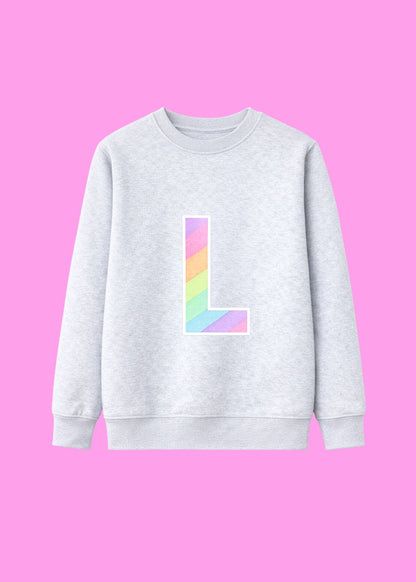 Kids Personalised Glitter Rainbow Initial Sweatshirt