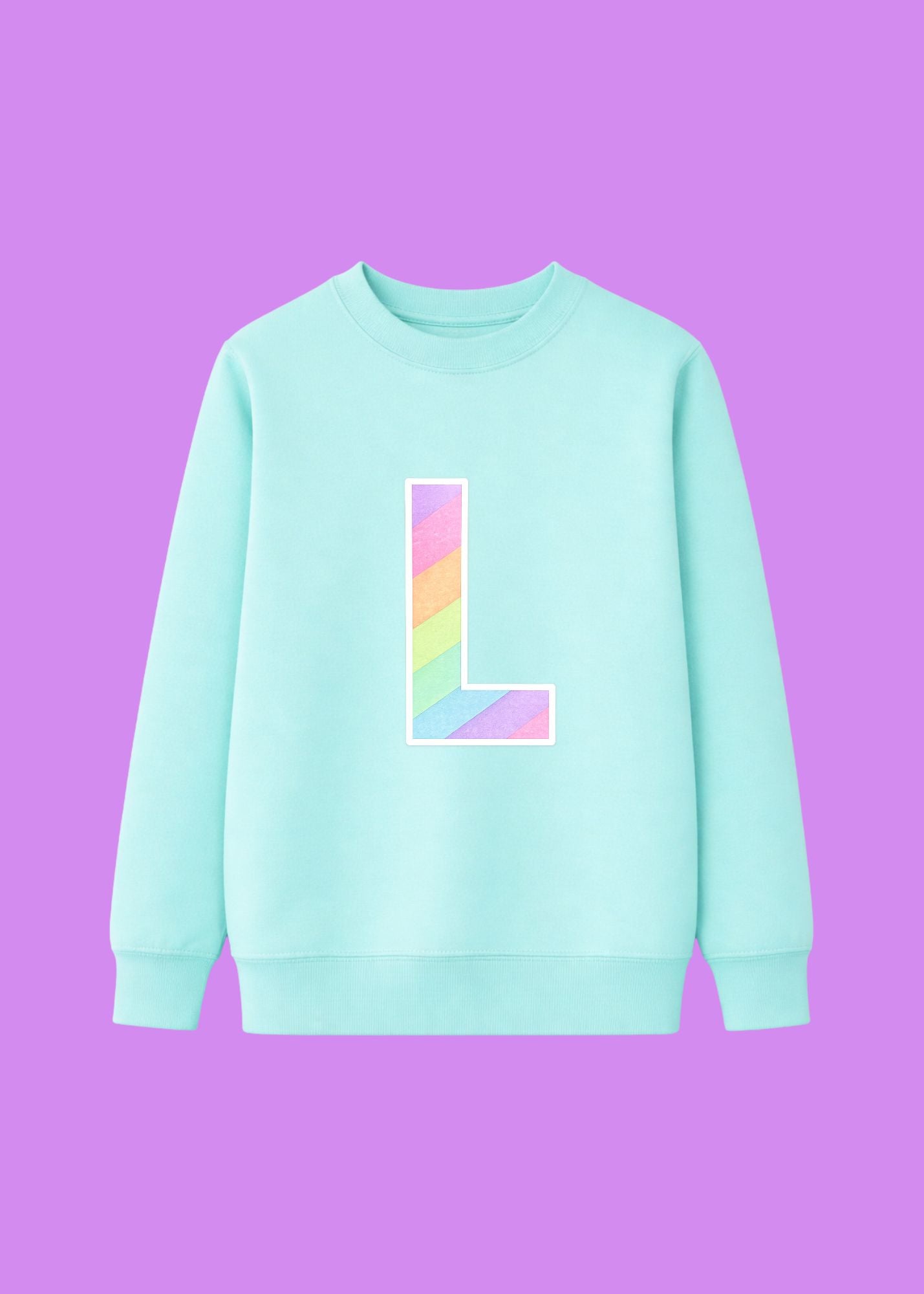 Kids Personalised Glitter Rainbow Initial Sweatshirt