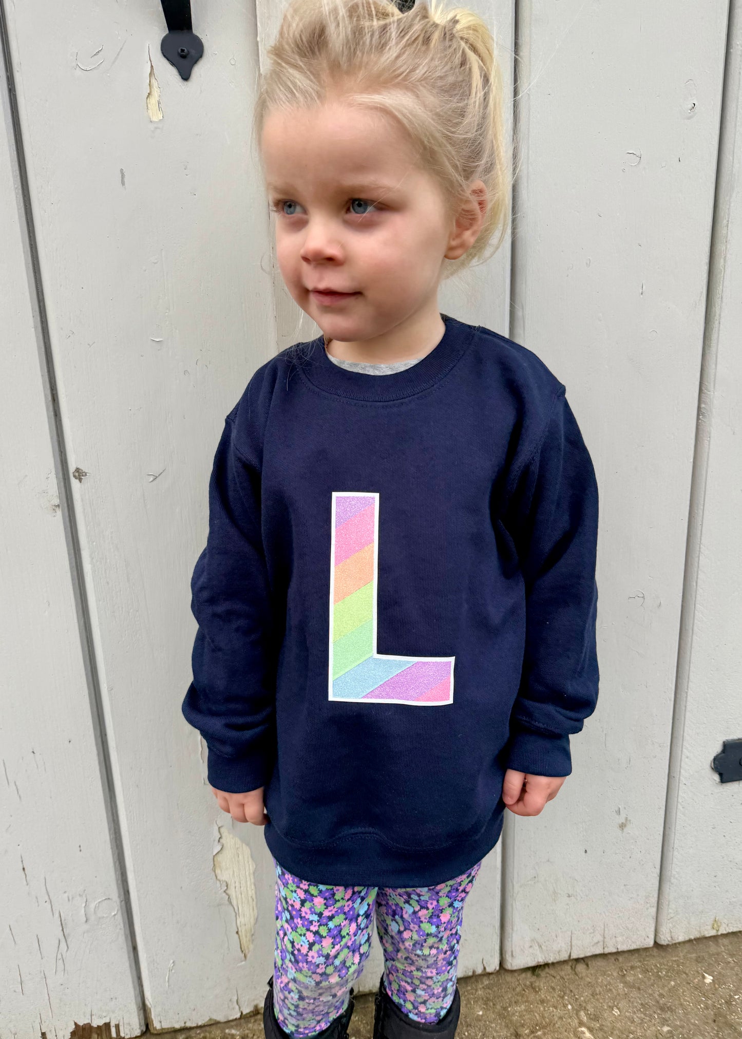 Kids Glitter Rainbow Number Sweatshirt