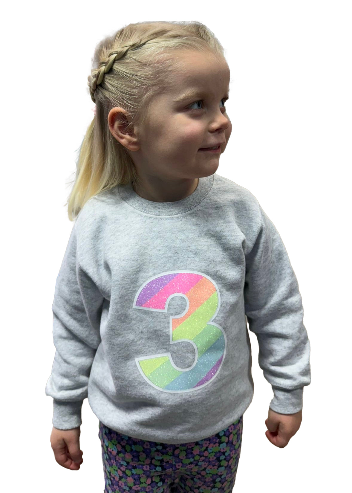 Kids Glitter Rainbow Number Sweatshirt