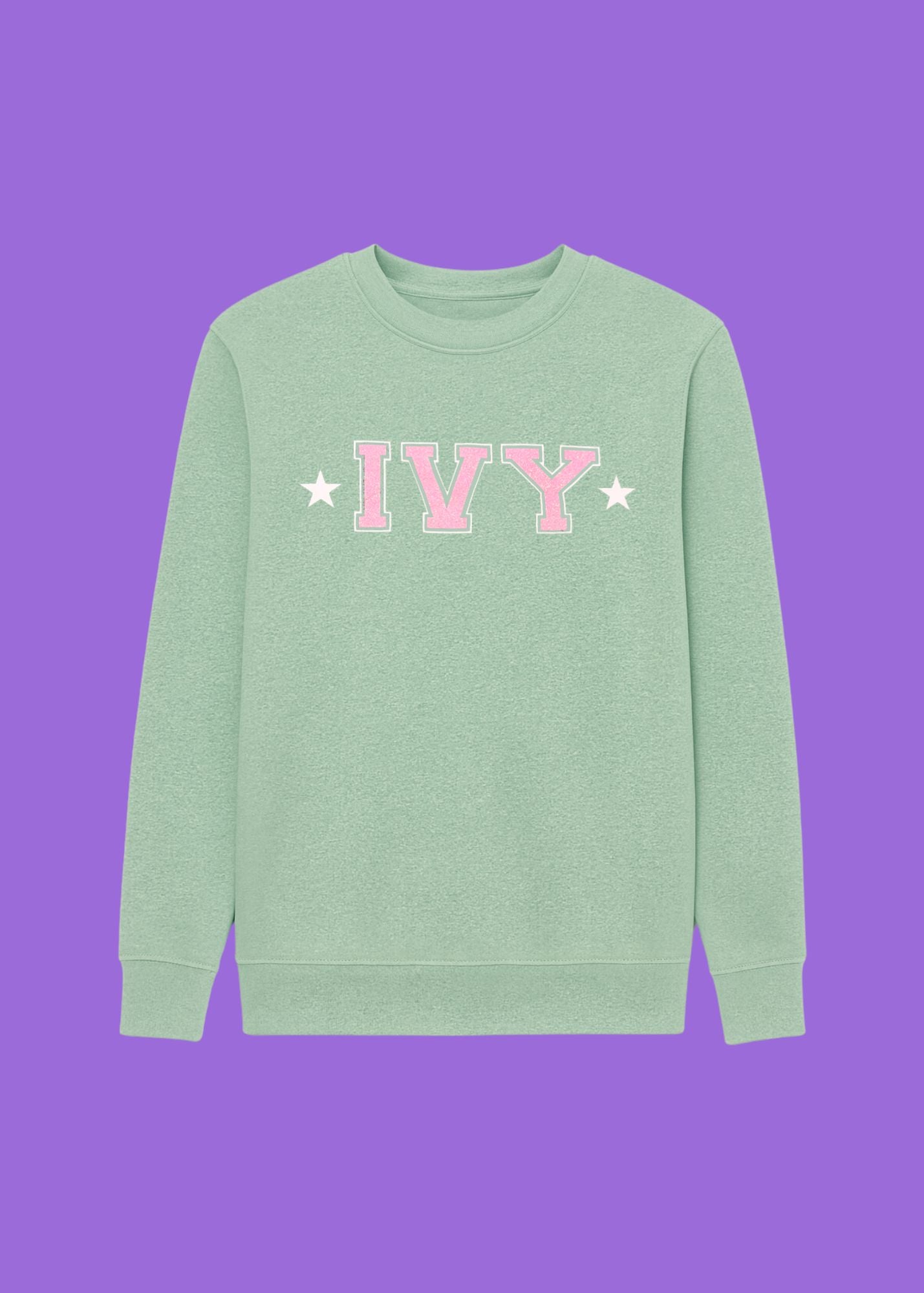 Kids Personalised Varsity Glitter Name Sweatshirt
