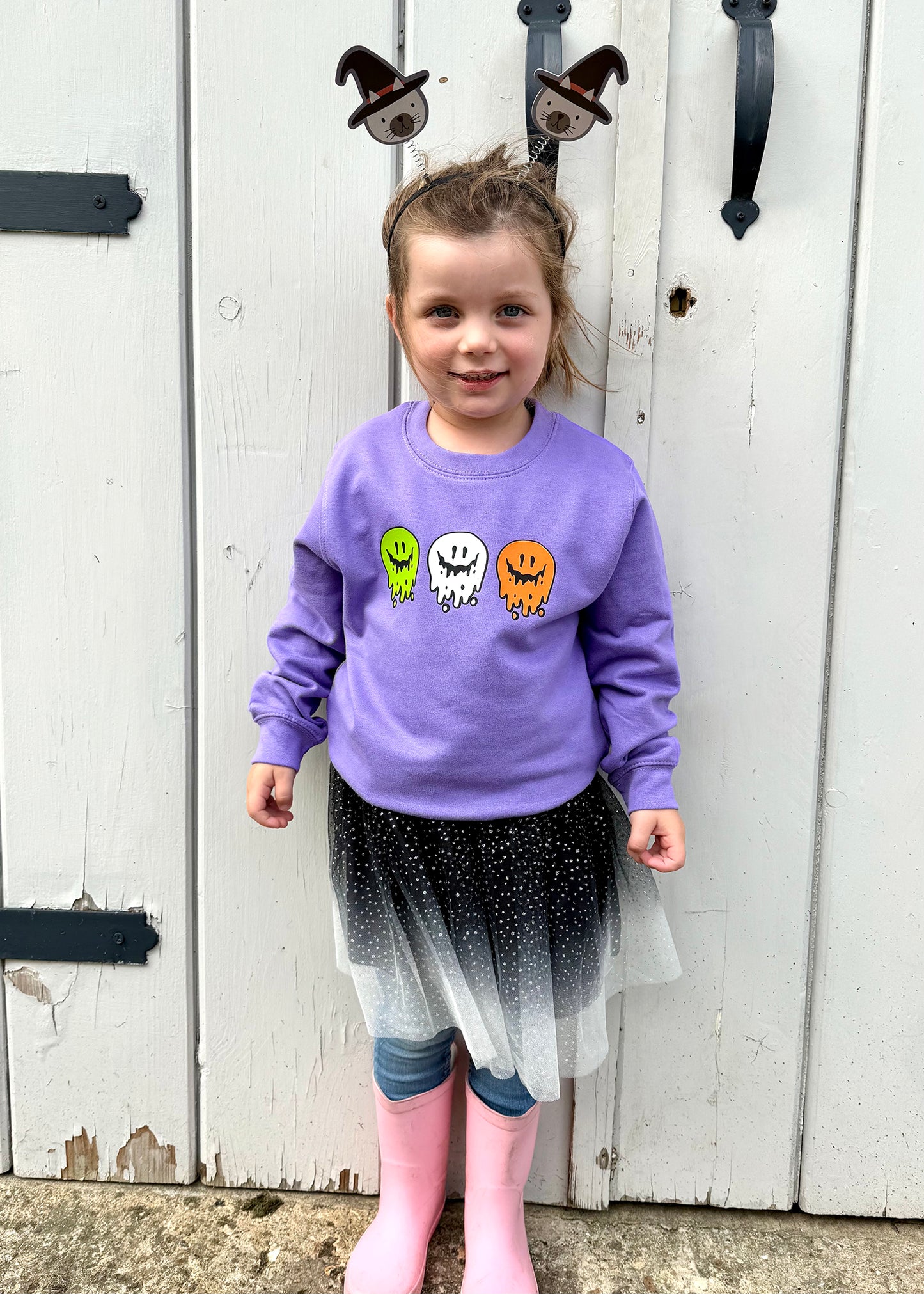 SALE Kids Halloween Smiley Faces Sweatshirt - 5-6 years