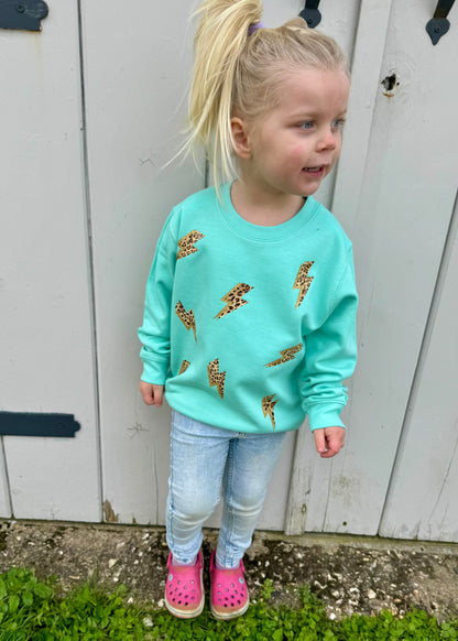 Kids Leopard Lightening Bolt Sweatshirt